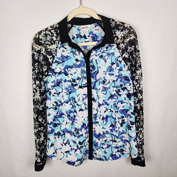 Peter Pilotto For Target Floral Lace Sleeve Button Up S - Picture 1 of 4